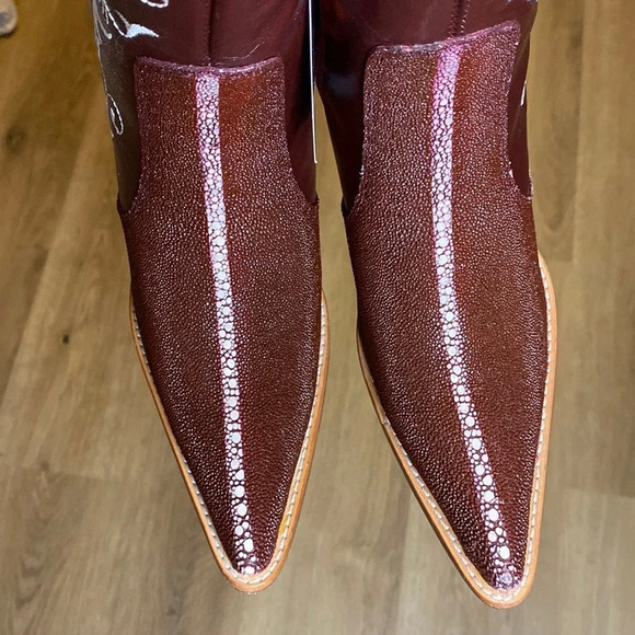 Indomables Women’s Leather Heeled Cowboy Boots size 7 stitched floral design - Picture 8 of 16